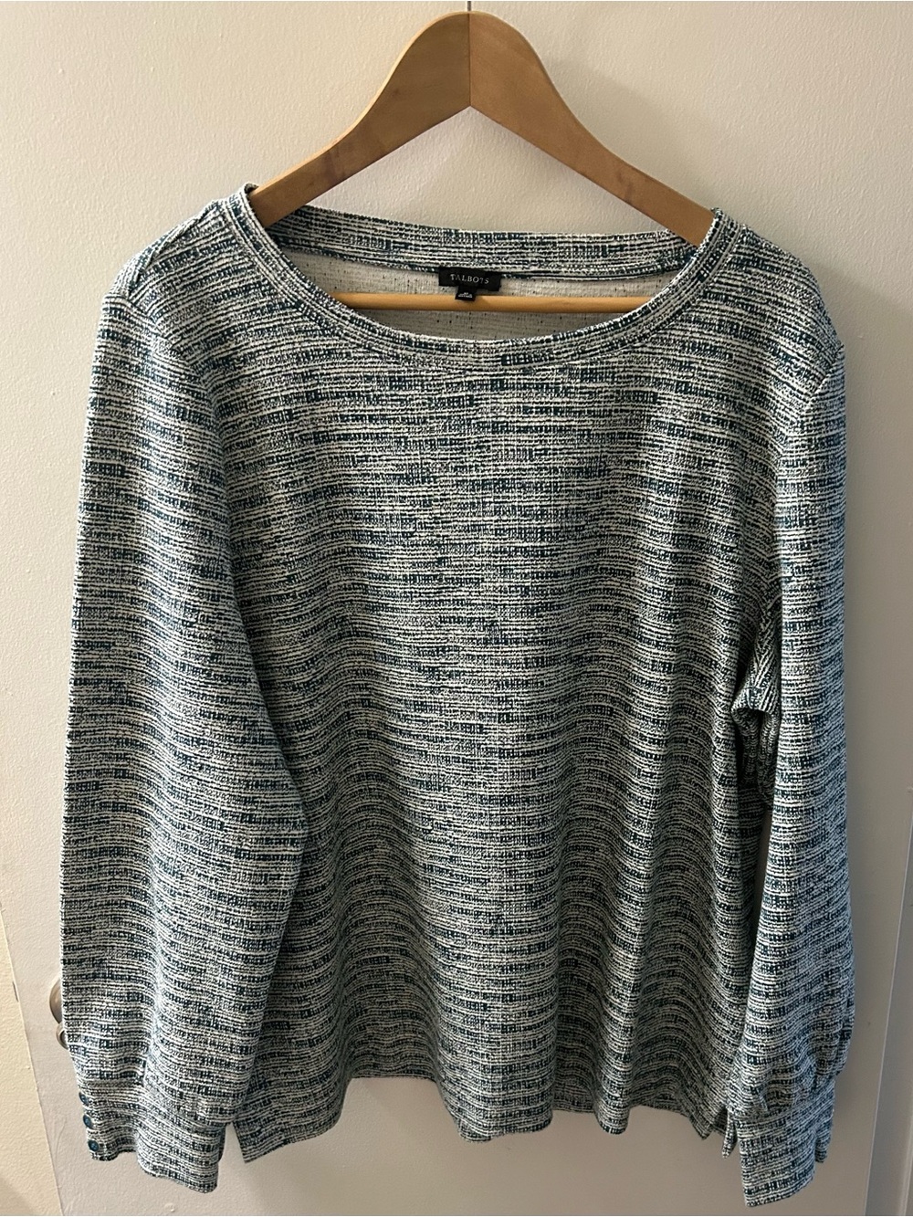Talbots Blue & White Marled Crewneck Sweater